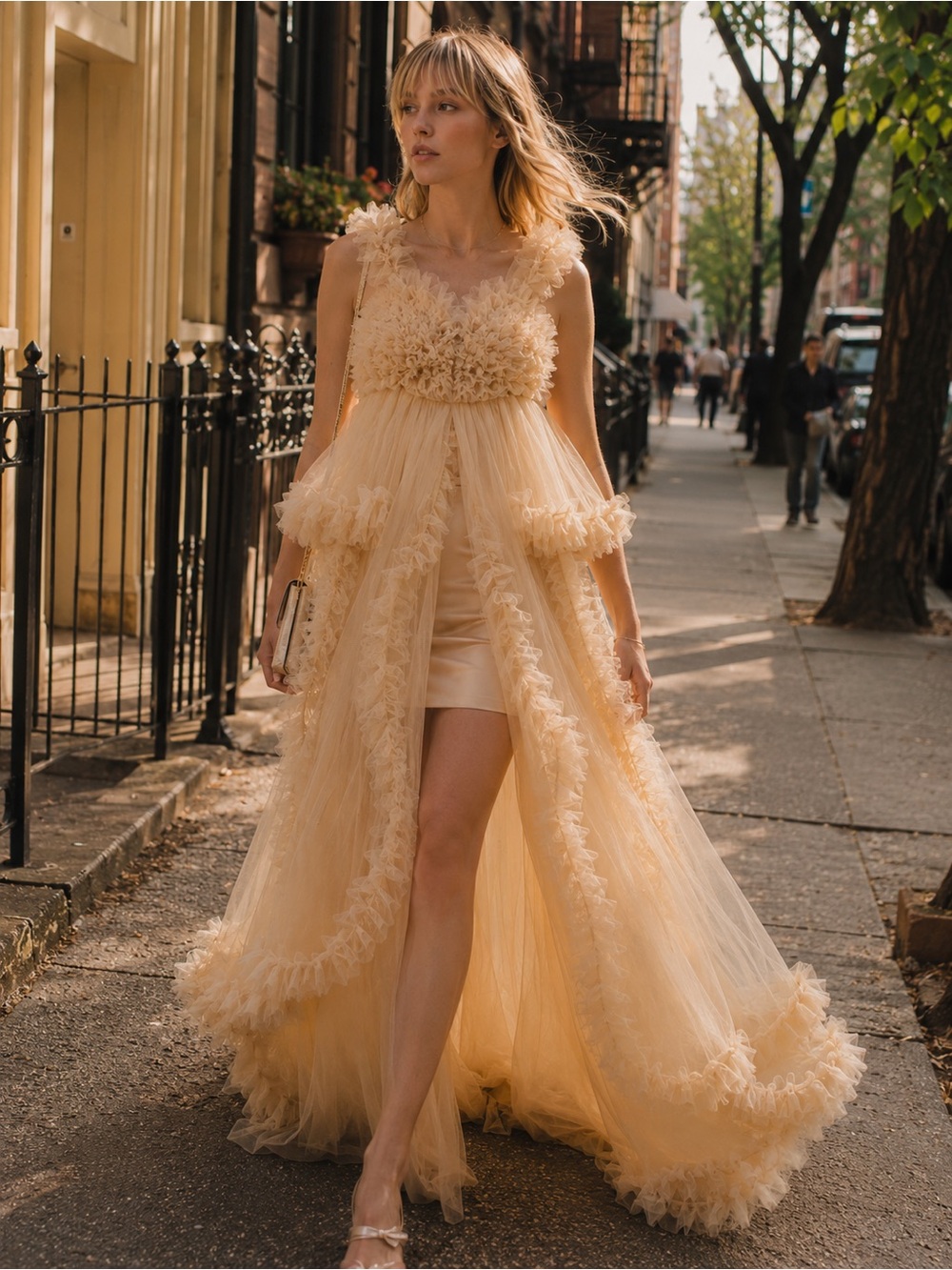 Blush Babydoll Ruffle Tulle Corset Dress Prom Homecoming Gown Festival Twee
